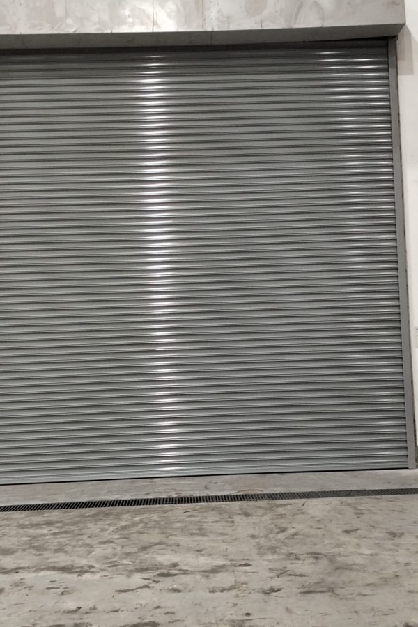 Large industrial roller shutter in closed position